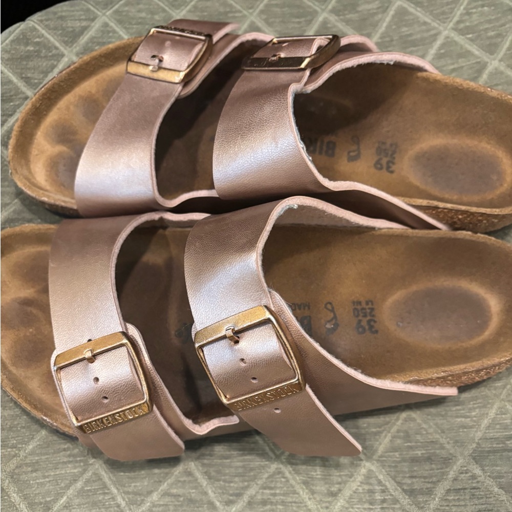 Birkenstock Arizona copper sandals, size 8-8.5